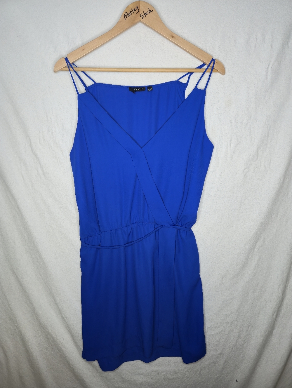 Dex Ladies Bright Blue Spaghetti Strap Mini Dress Size Large